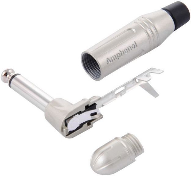 Picture of Amphenol 90º Mono TS Jack Connector 6.3mm Cord Plug