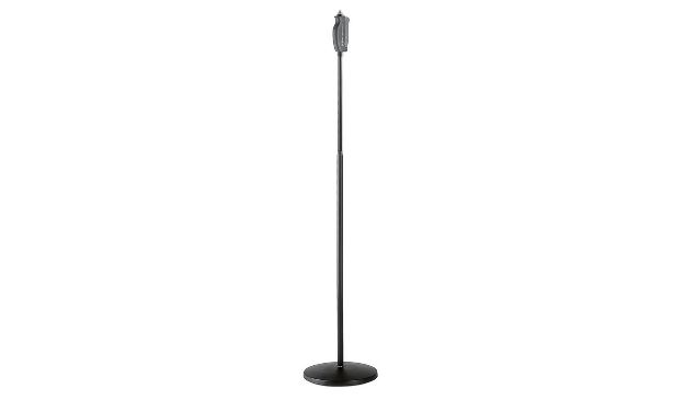 Picture of K&M Floor Mic Stand ROUND Base GRIP Adjust Tall BLACK