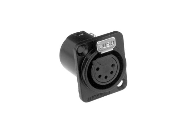 Picture of Amphenol XLR Panel Mount Female 5 Pole GOLD Pins Black