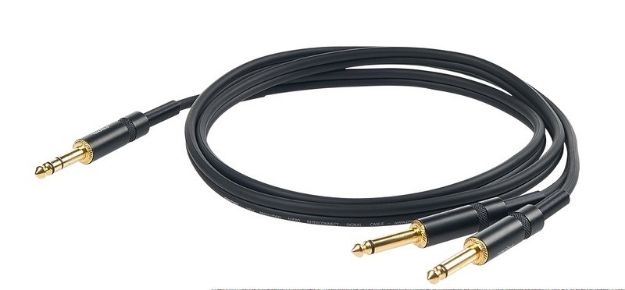 Picture of Challenge Stereo Split Lead 6.3mm TRS > 2 x TS 3m GOLD