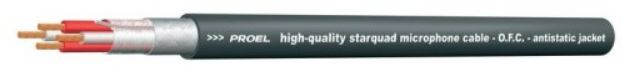 Picture of Proel Bulk Mic Cable Star Quad 90% Braid Shield BLACK