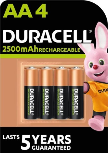 Picture of Duracell NiMH Rechargeable Battery 1.2V AA Size 4 BATTERIES